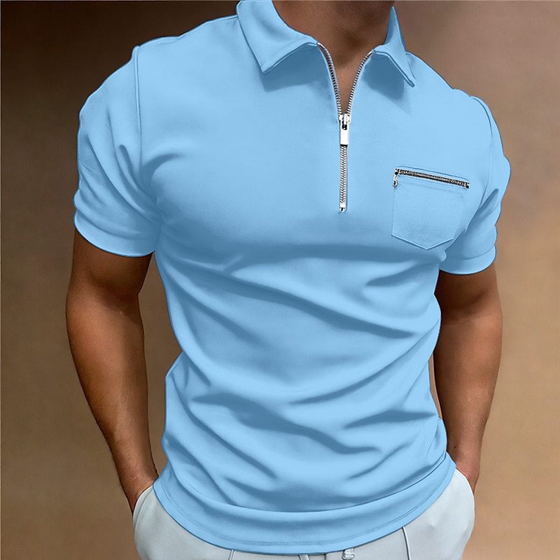Men's Button Pocket Henley Athletic Polo Shirt