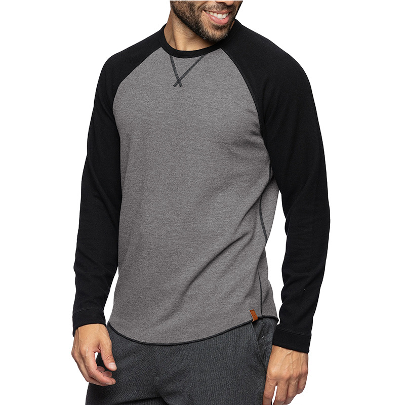 Men's Long Sleeve Crew Neck Color Block Pullover Sweatshirt