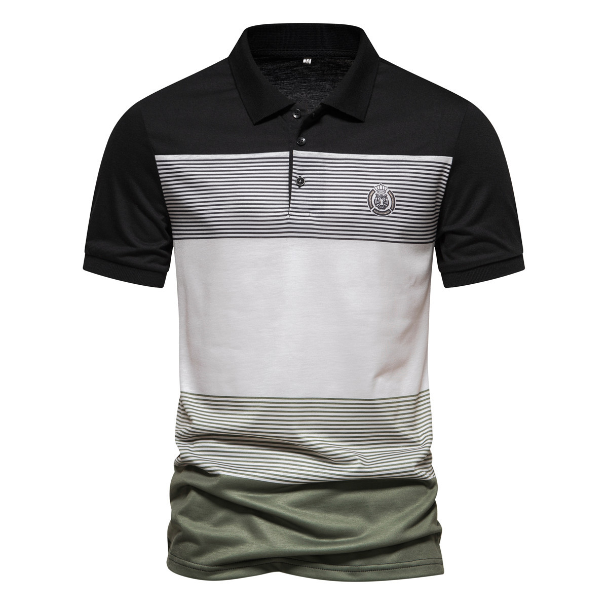 Men's Color Block Cotton Polo Shirt