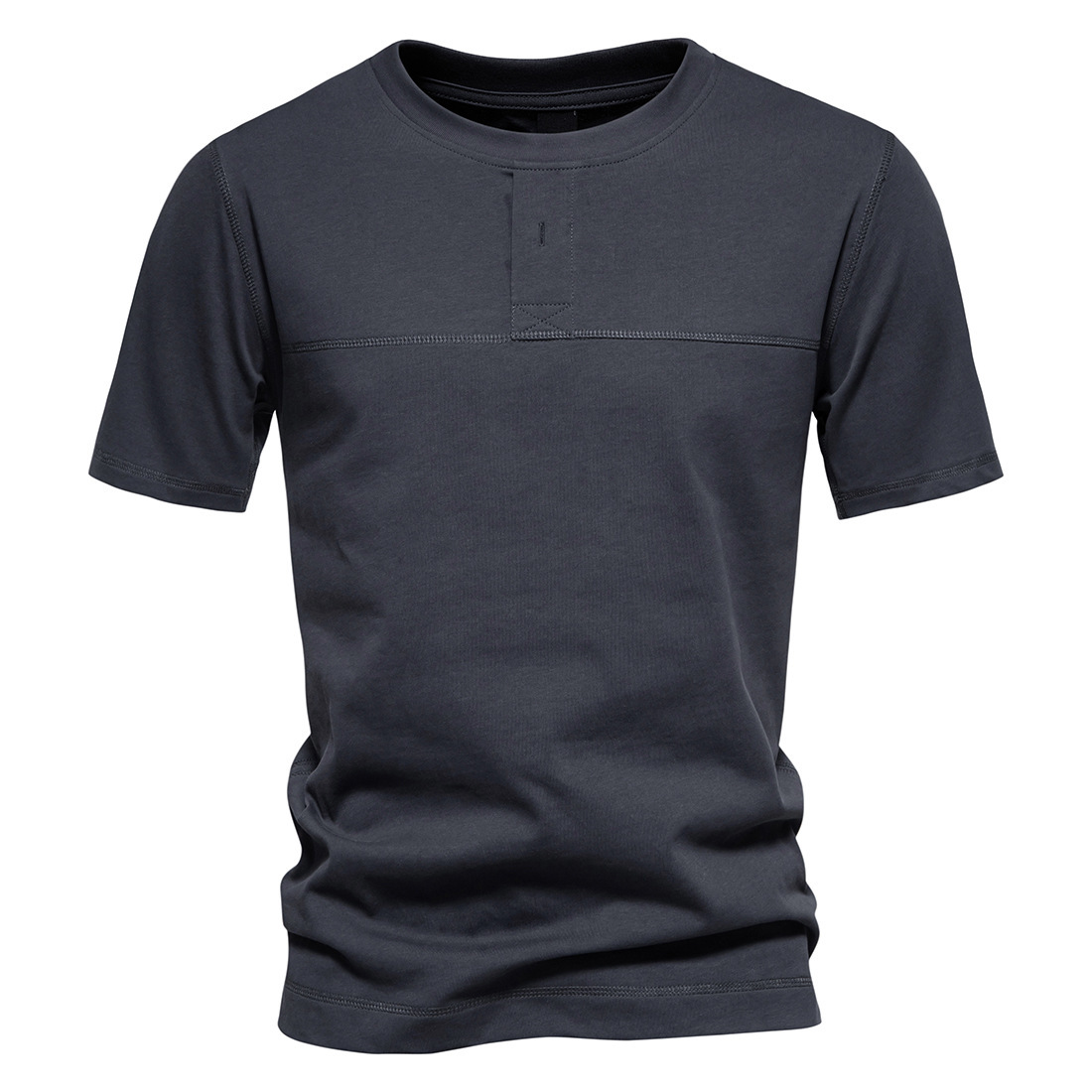 Men's Cotton Solid Color Patchwork Short Sleeve T-Shirt