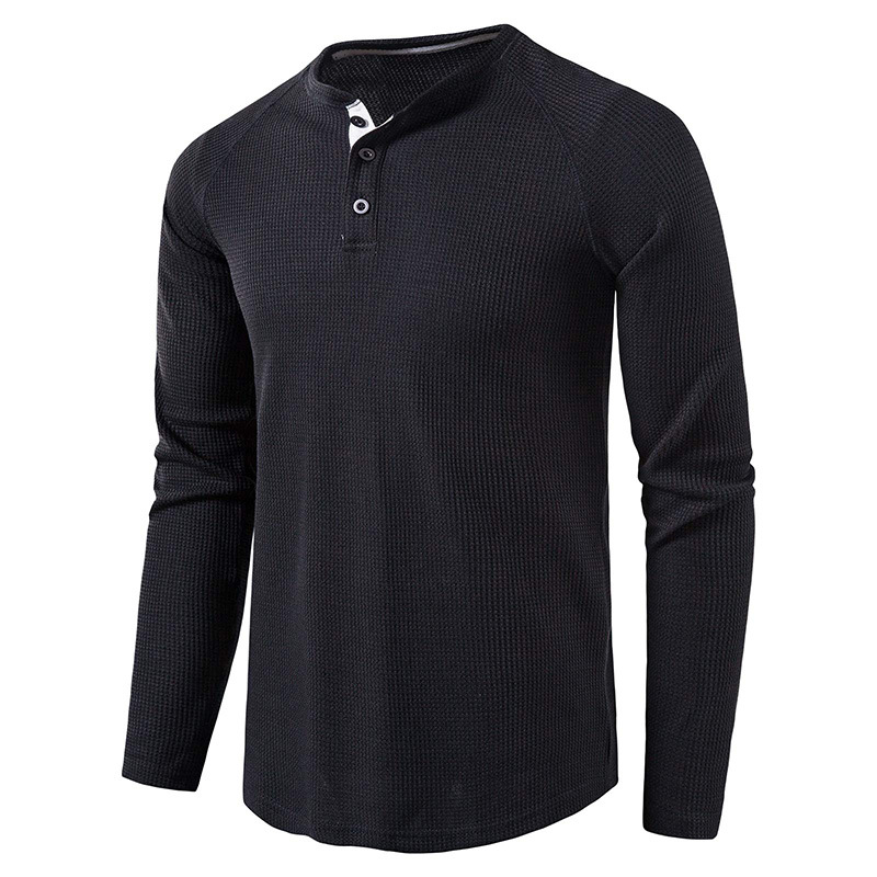 Men's Solid Color Long Sleeve Henley Shirts