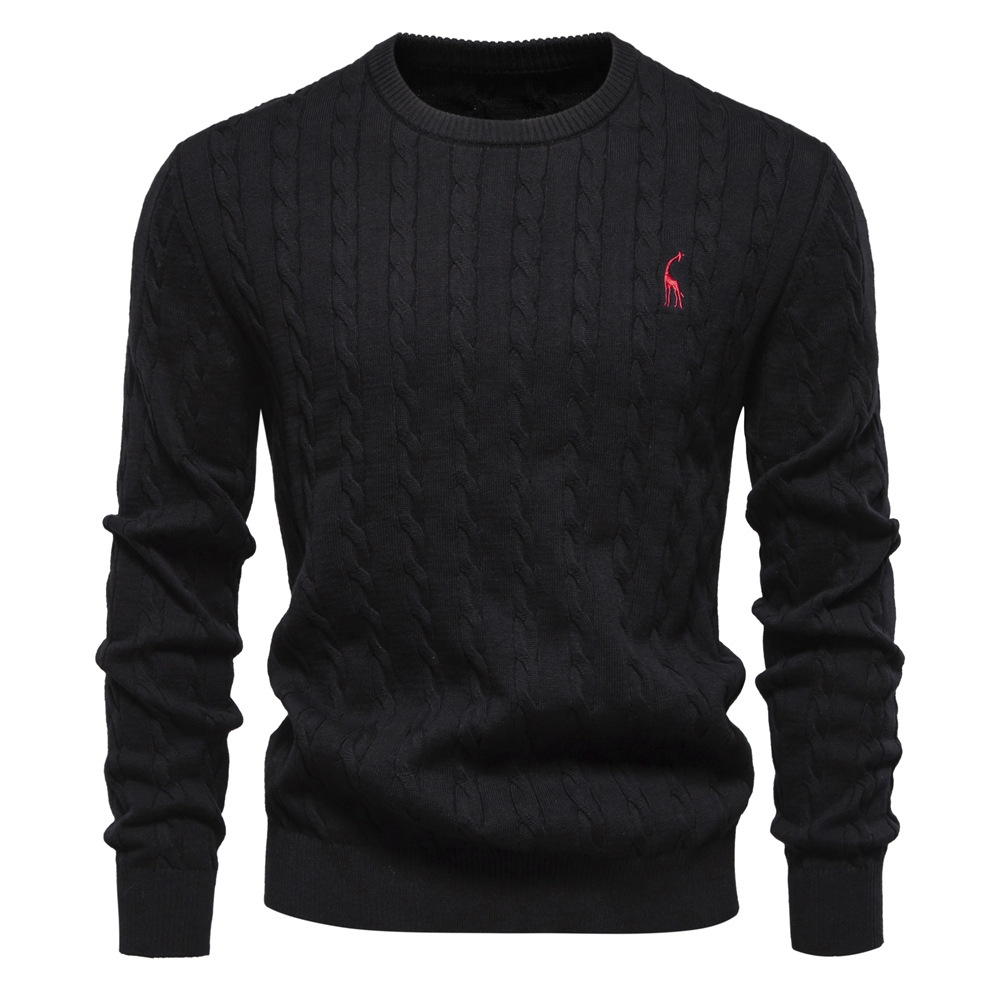 Men's Crewneck Sweater with Deer Embroidery – Martwil Casual Knit Pullover