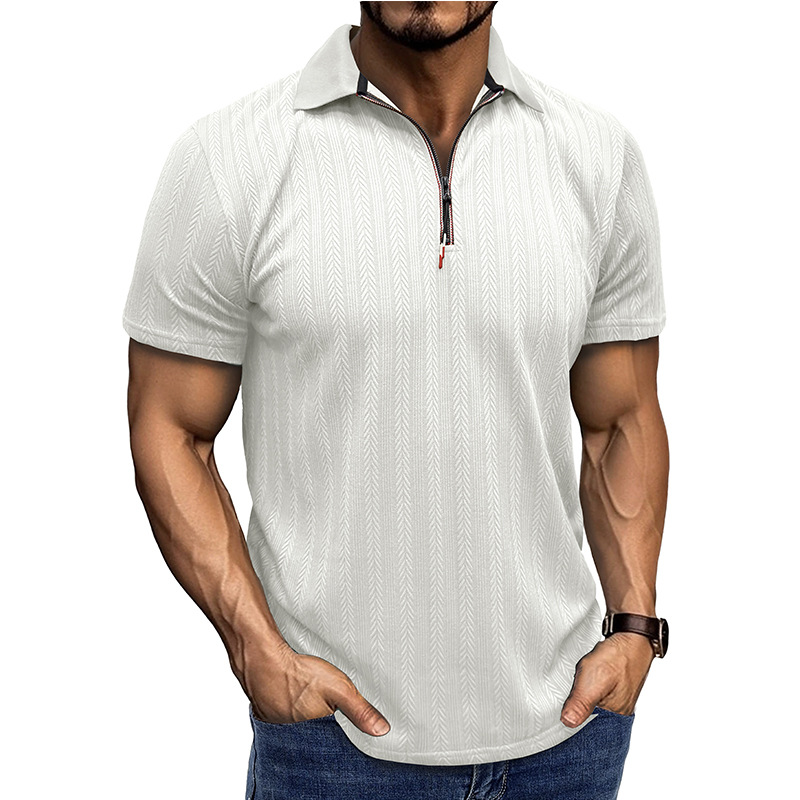 Men's Textured Zip Polo Shirt
