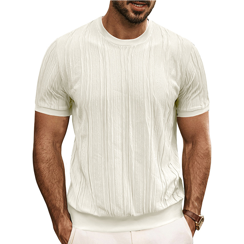 Men's Jacquard Knit Crew Neck T-Shirt