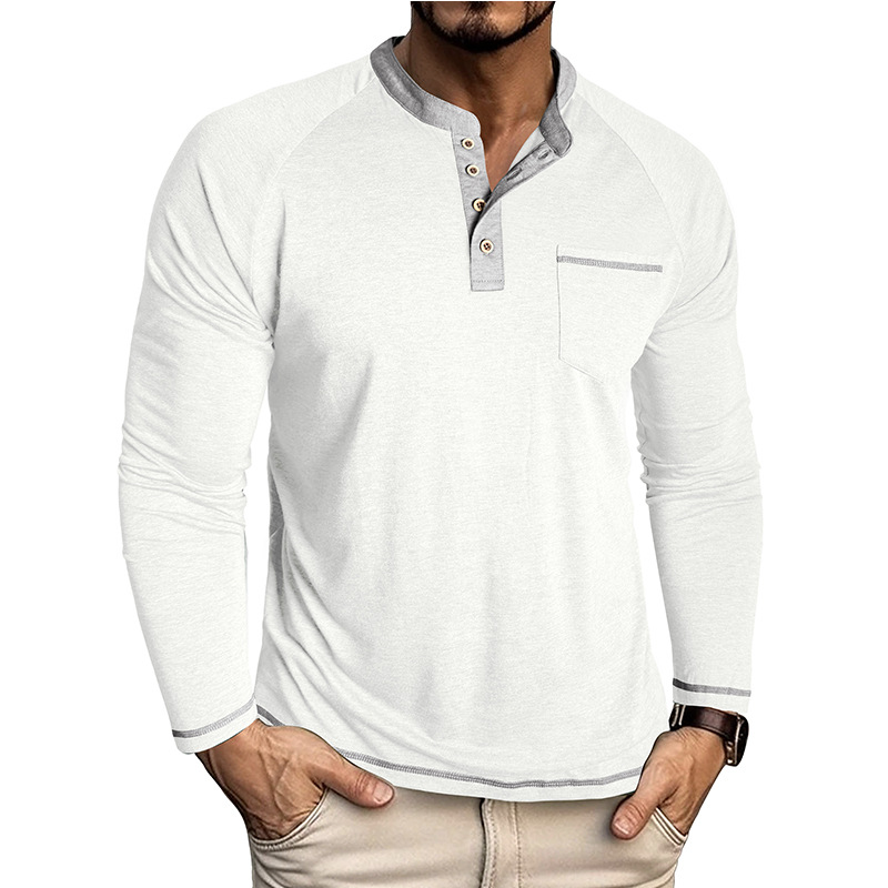 Men’s Colorblock Long Sleeve Henley Shirt