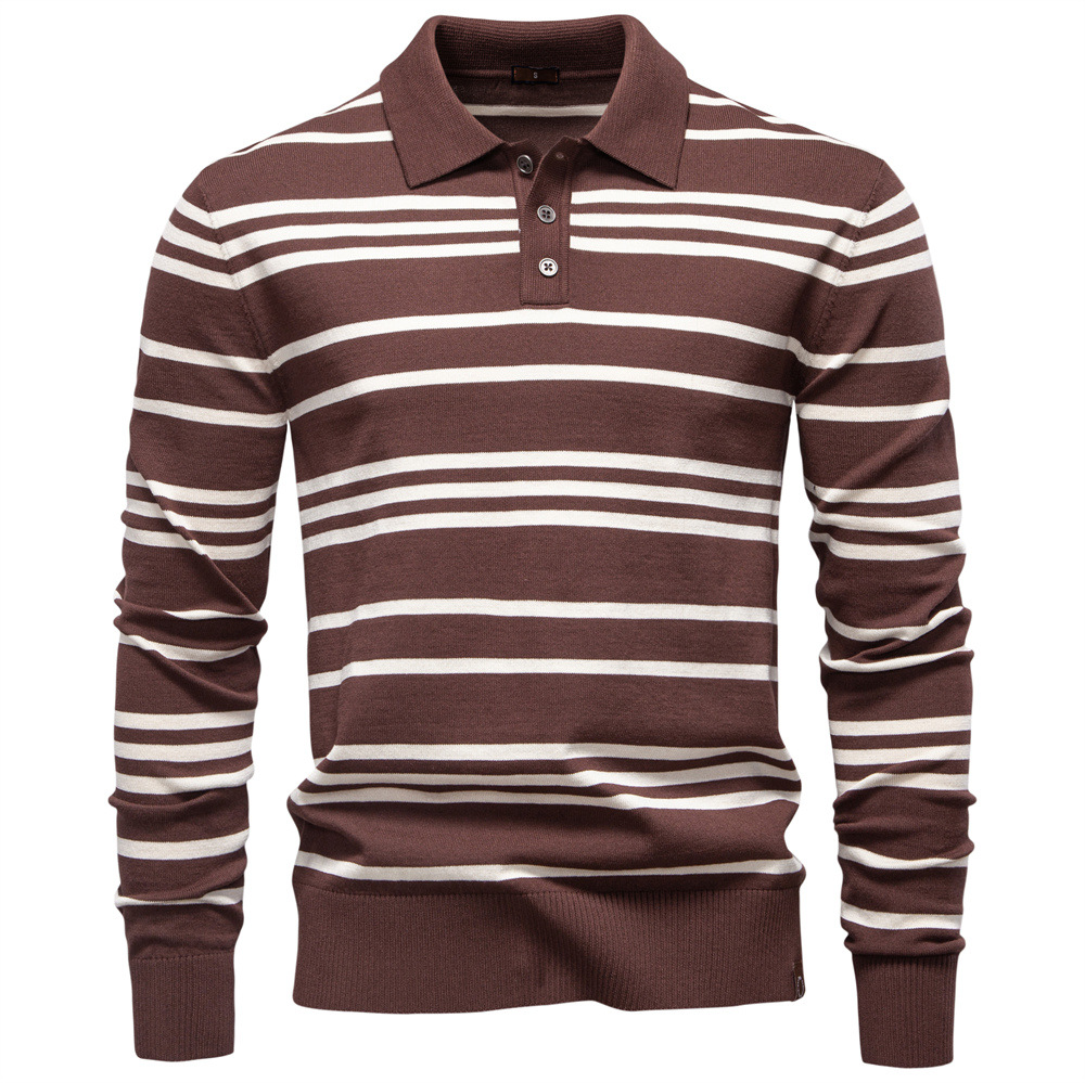 Men’s Striped Knit Polo Sweater