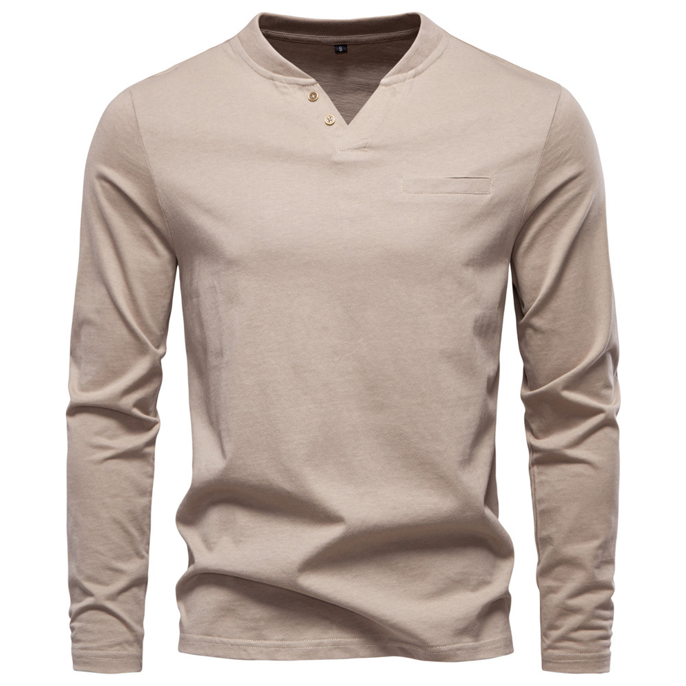 Men’s Cotton V-Neck Long Sleeve T-Shirt