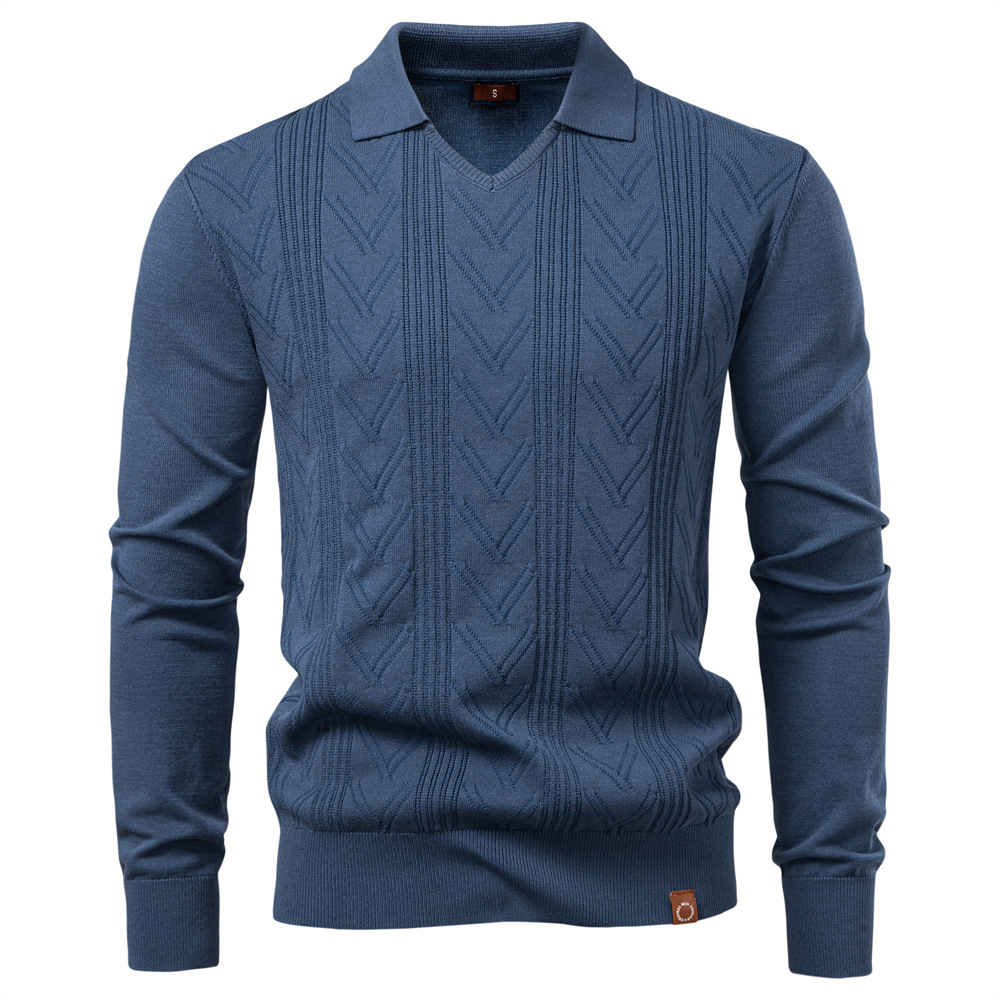 Men’s V-Neck Textured Knit Sweater