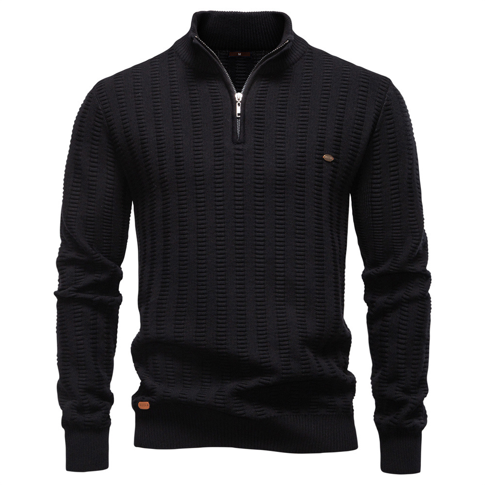Men’s Half-Zip Striped Knit Sweater
