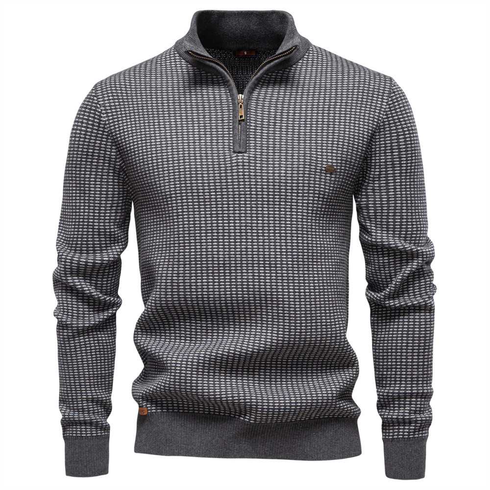 Men’s Cotton Half-Zip Mock Neck Sweater