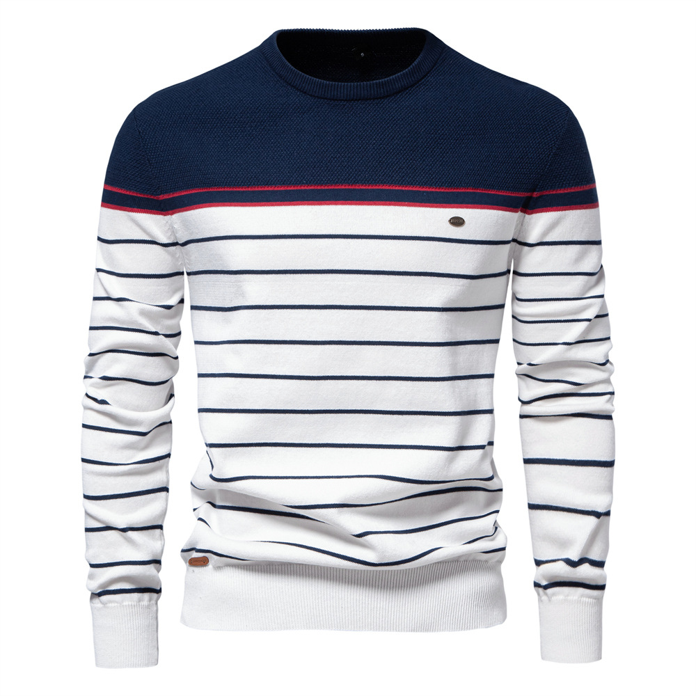 Men's Color Block Striped Knit Sweater