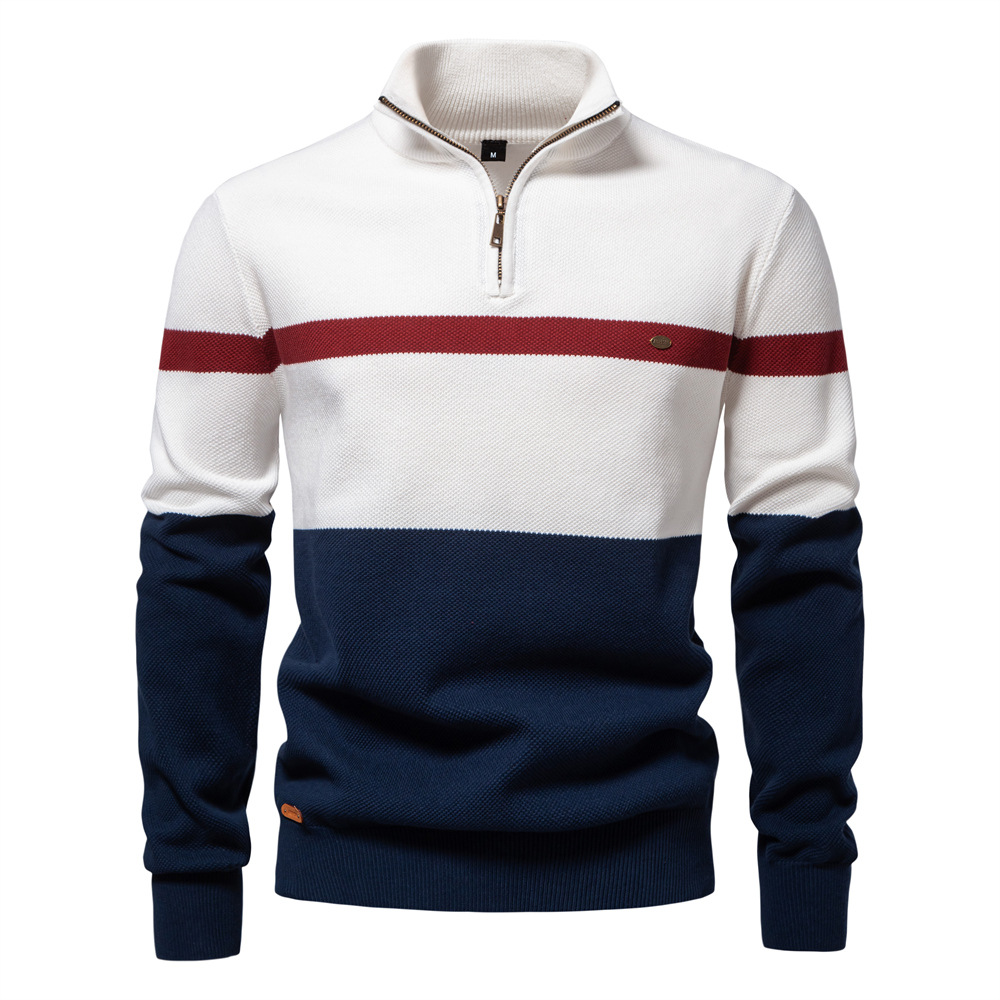 Men's Half-Zip Stand Collar Knit Sweater