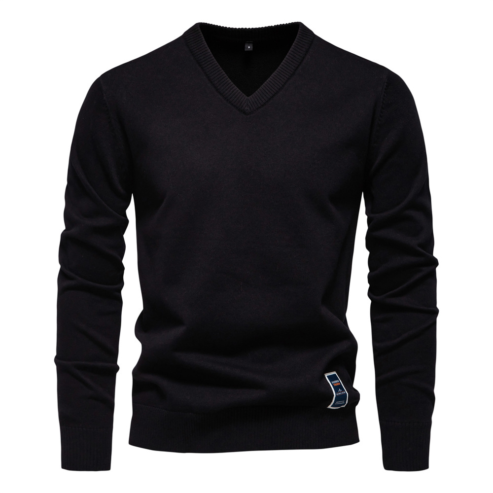 Men's Stretch Comfort V-Neck Cotton Sweater