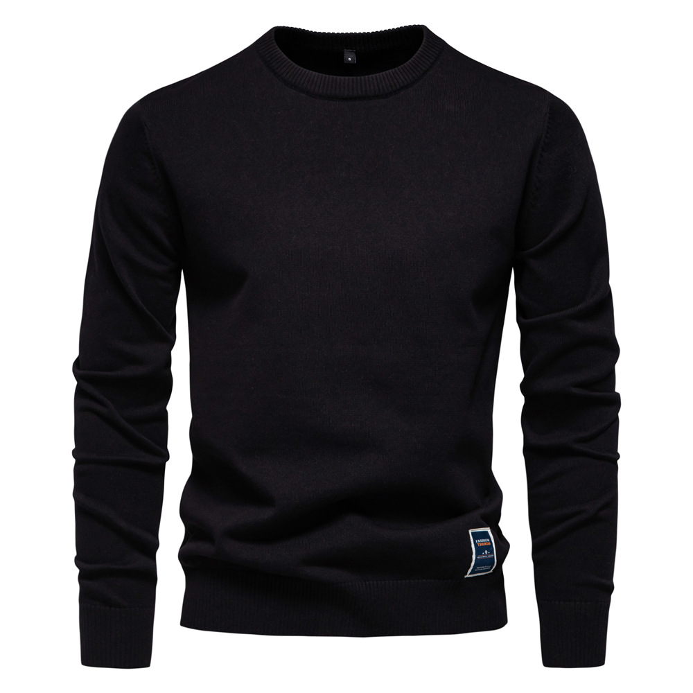 Men's Slim Fit Solid Crew Neck Cotton Sweater