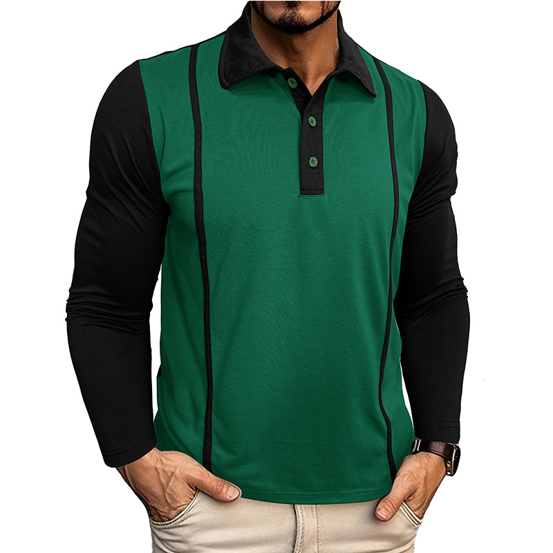 Men's Colorblock Long Sleeve Polo