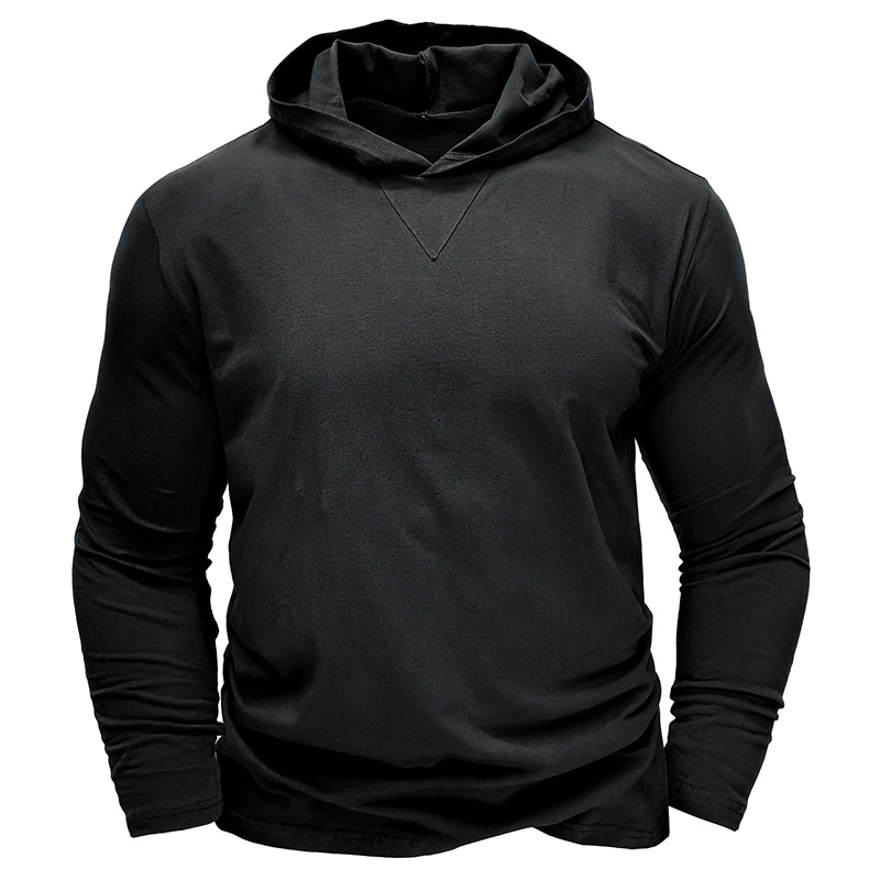 Men's Cotton Solid Color Long Sleeve Pullover Hoodie