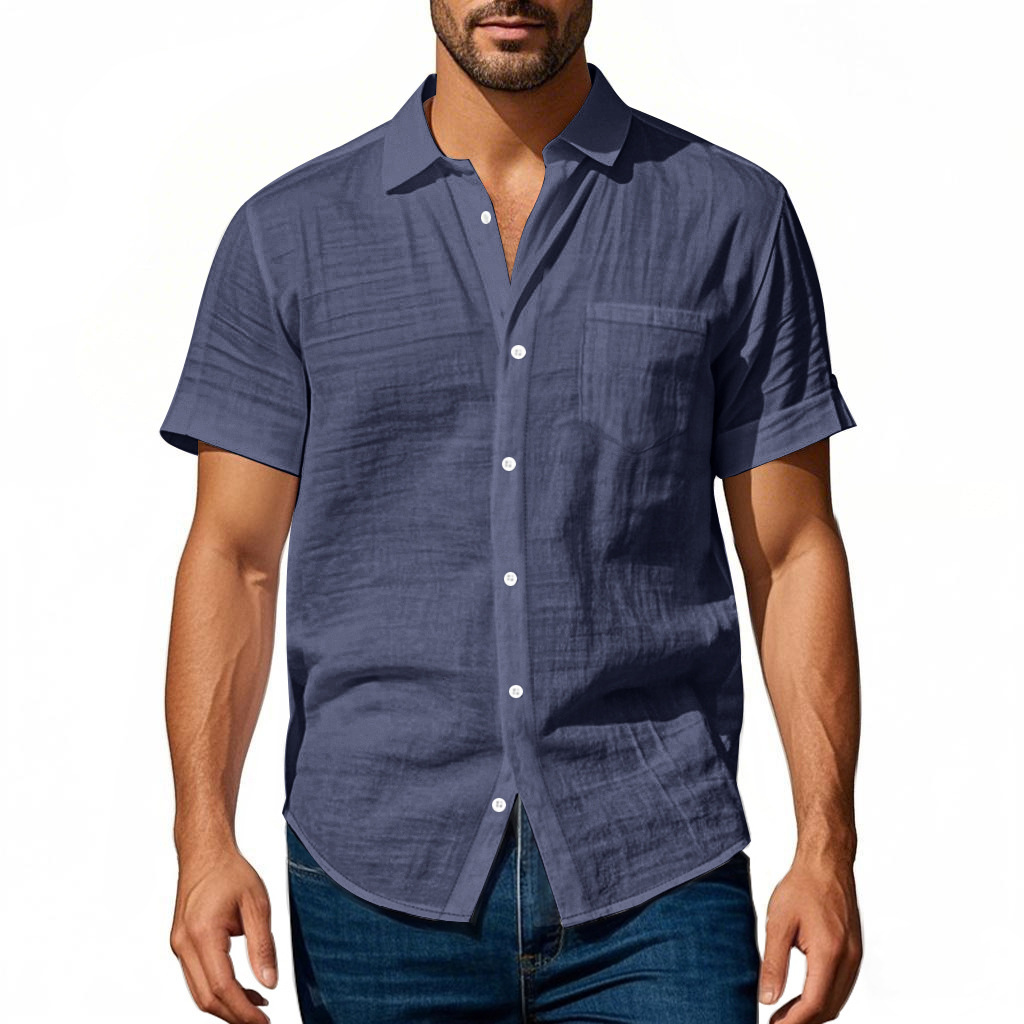 Men's Washed Linen Short Sleeve Shirt