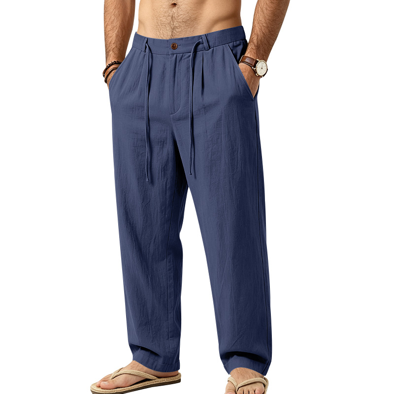 Men's Sand-Washed Linen Drawstring Pants