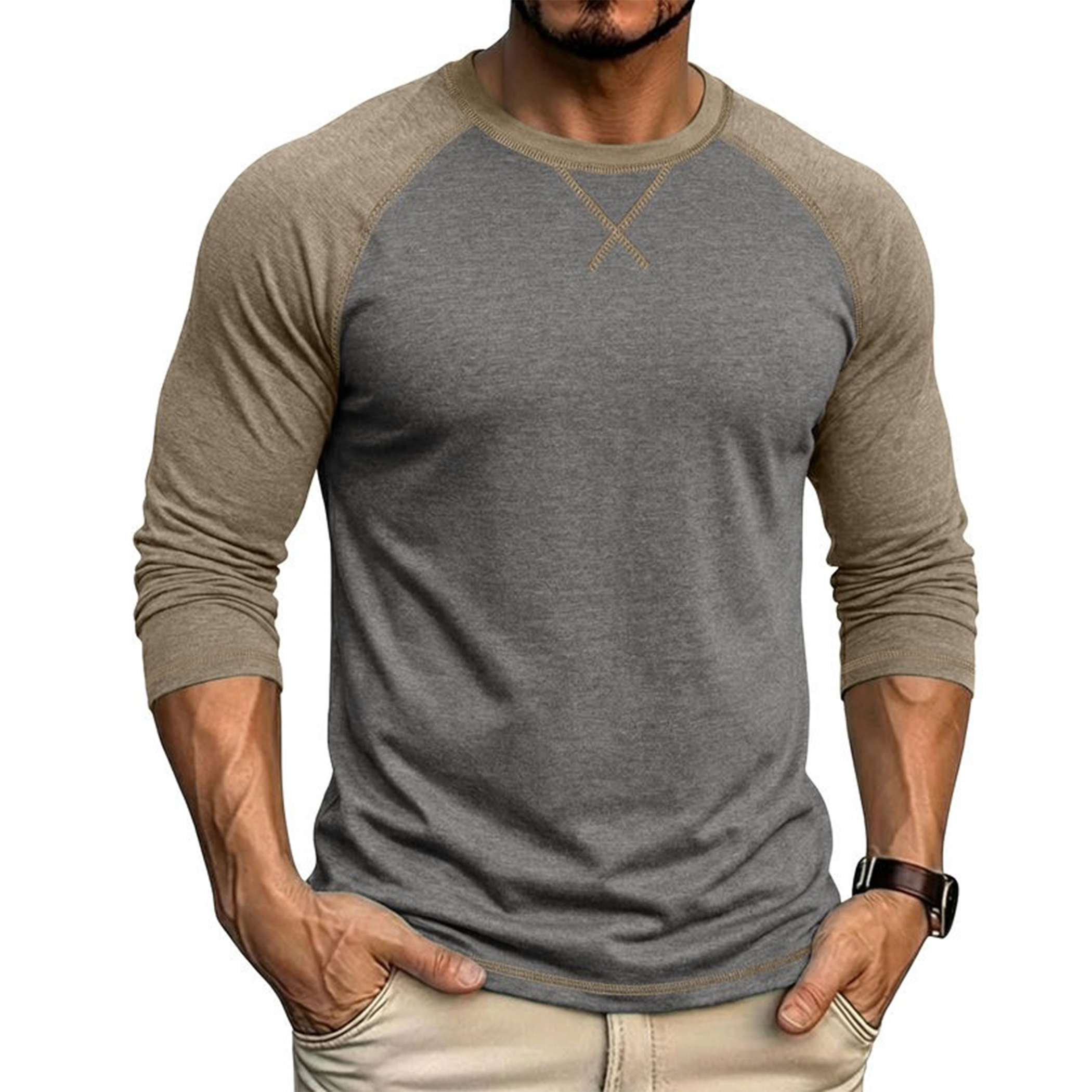 Men's Contrast Raglan Long Sleeve T-Shirt