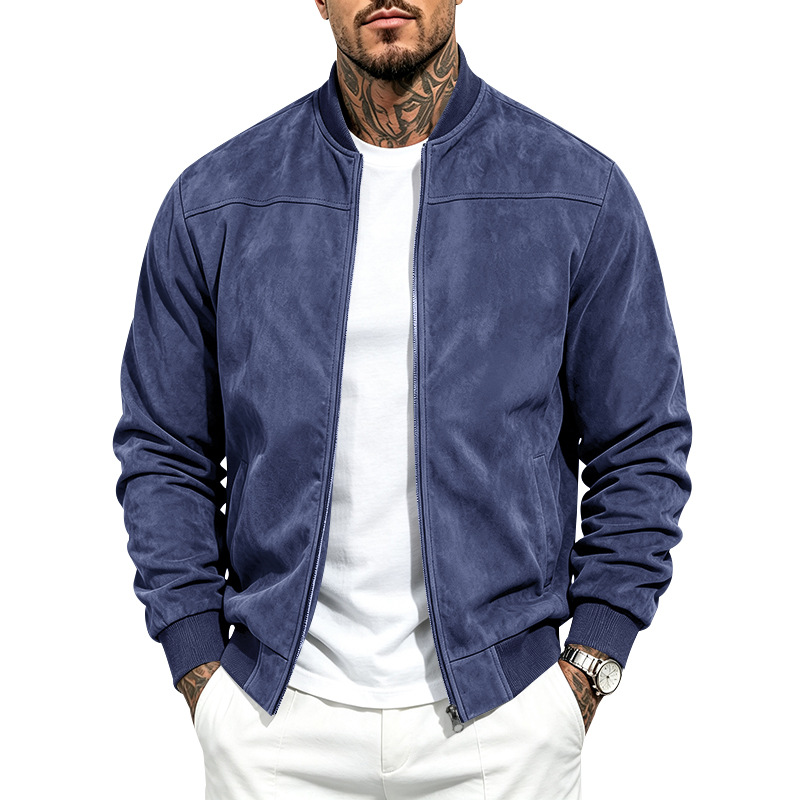 Men's Suede-Look Bomber Jacket