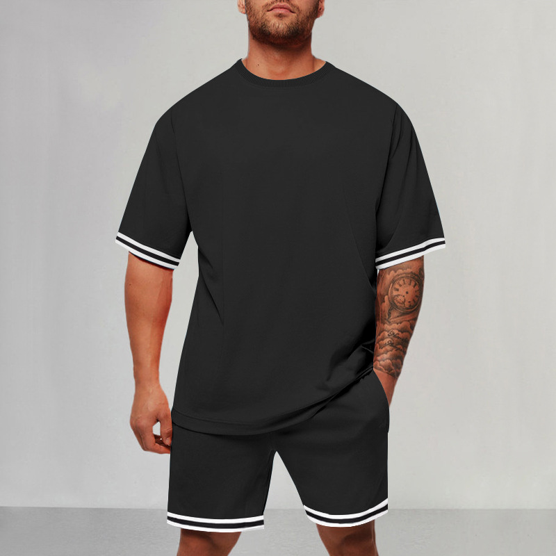 Men's Colorblock Crew Neck Short Sleeve Two-Piece Set