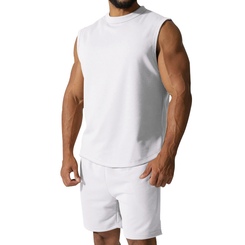 Men's Solid Color Sleeveless Sports Set