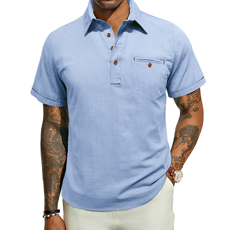 Men's Cotton Linen Short Sleeve Shirt