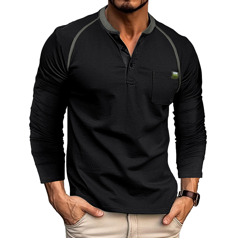 Men's Long Sleeve Henley Shirt for Fall/Winter
