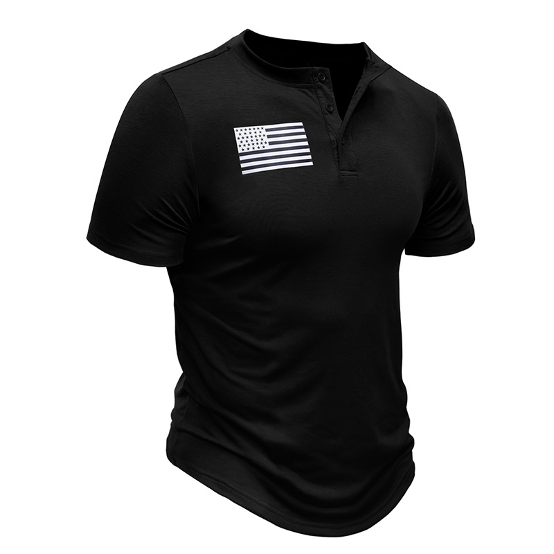 Men's Casual Button Short Sleeve Henley Outdoor Tactical Shirt