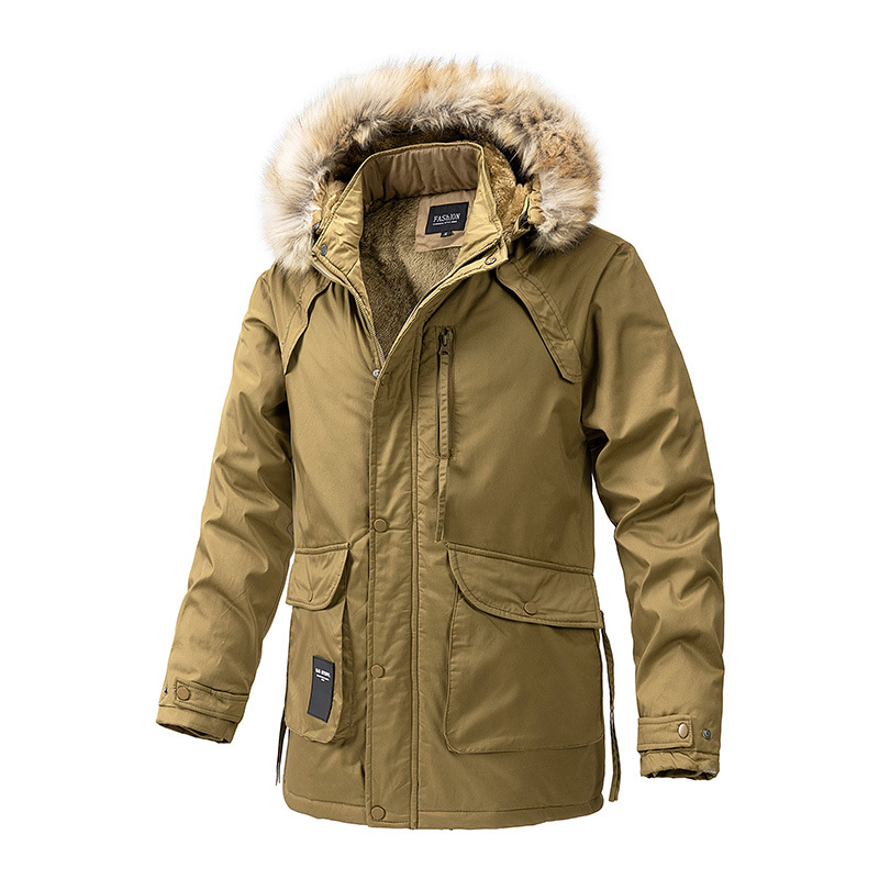 Men's Winter Fleece Lined Parka Jacket Coat with Removable Fur Hood