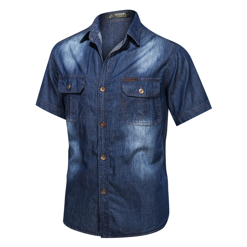Men's Short Sleeve Denim Shirt – Trendy and Casual Summer Wear