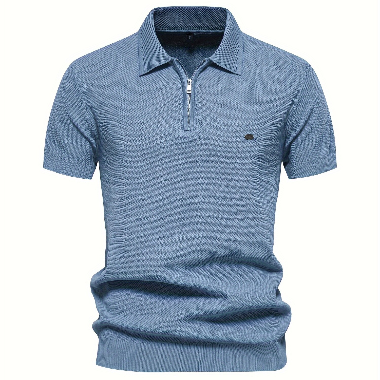 Men's Casual 1/4 Zipper Lapel Short Sleeve Shirt For Summer Business Golf