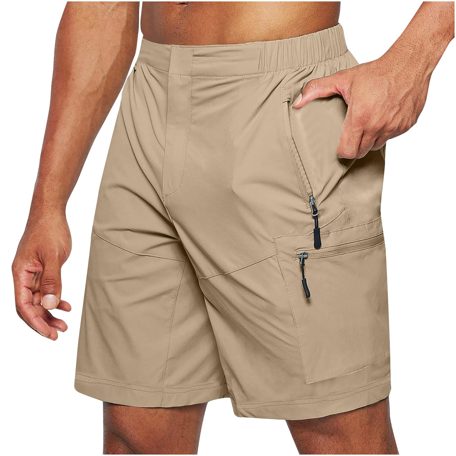 Men's Cargo Shorts with Zipper Pockets Lightweigth Loose Comfy Plus Size Hiking Shorts