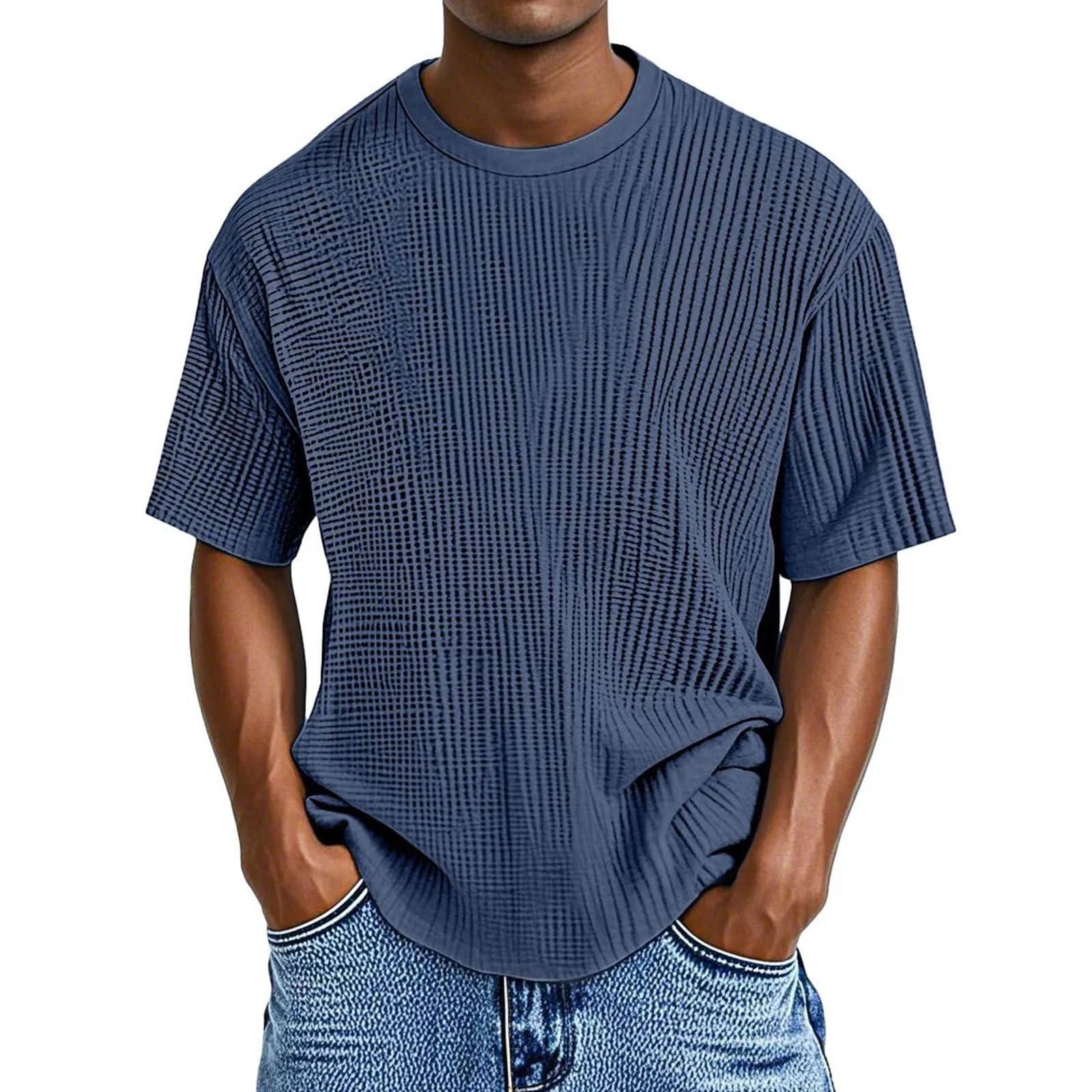 Men's Waffle Knit Short Sleeve Crew Neck T-Shirt