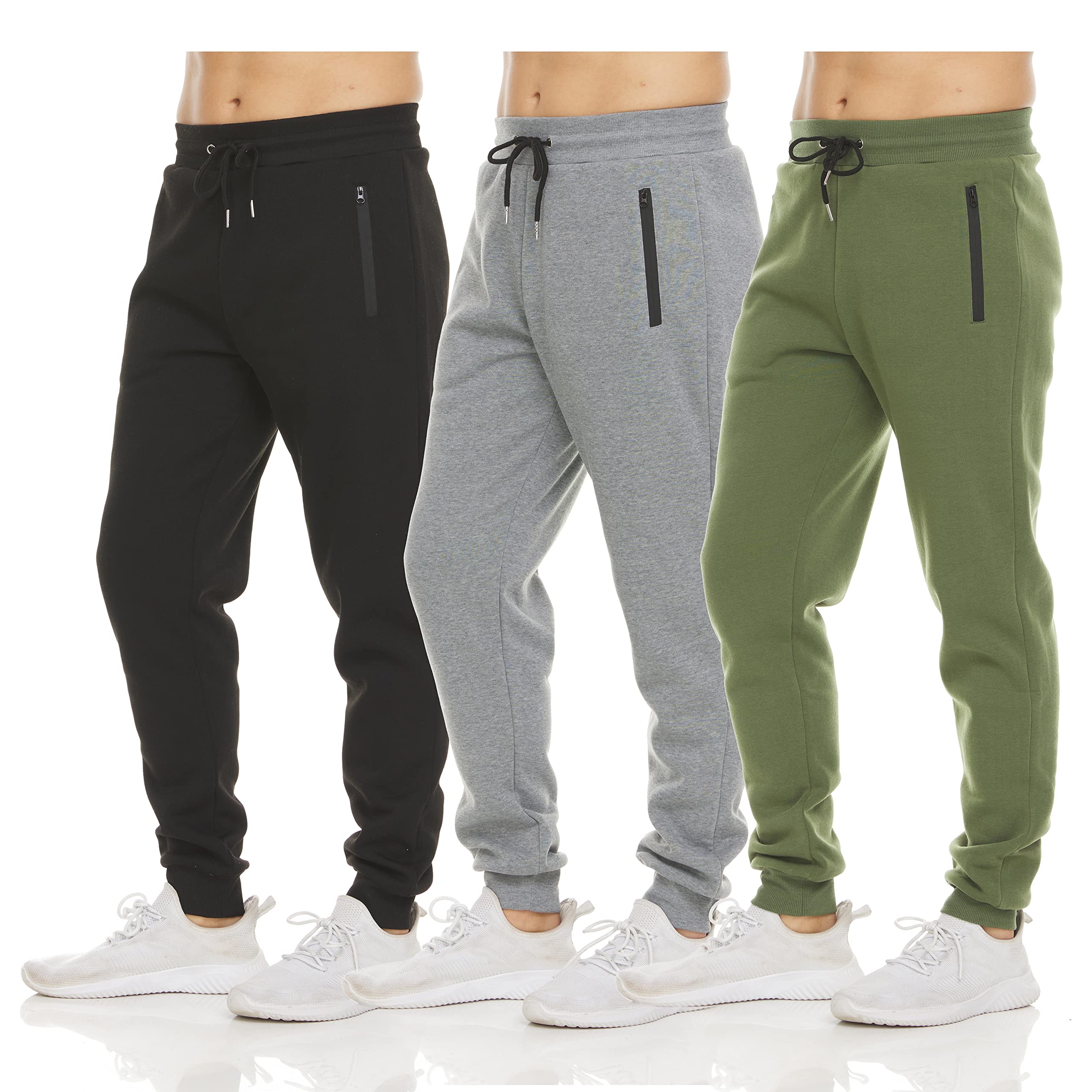 Mens Drawstring Fleece Sweatpants with Zipper Pocket