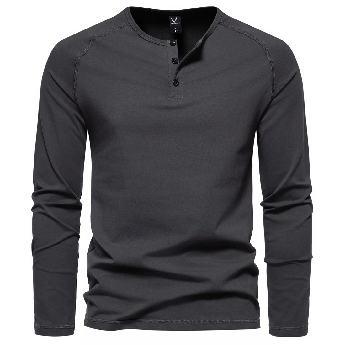 Men's Solid Color Casual Long Sleeve Henley T-shirt