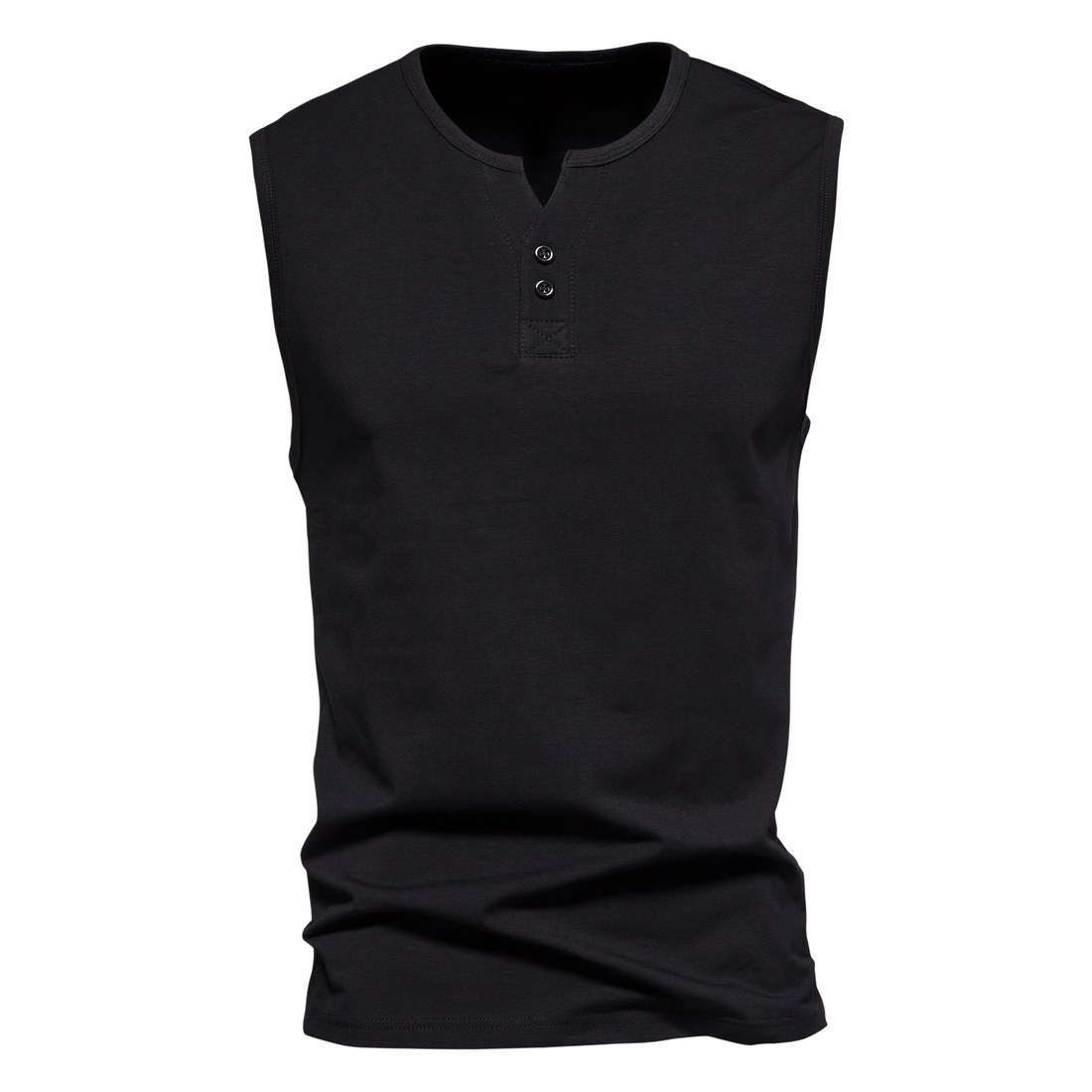 Men's Summer Sleeveless Henley Neck Tank Top Base Shirt