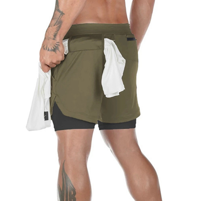 Men's Running Shorts Fitness Casual Outdoor Loose Multi-Pocket Double-Layer Basketball Pants