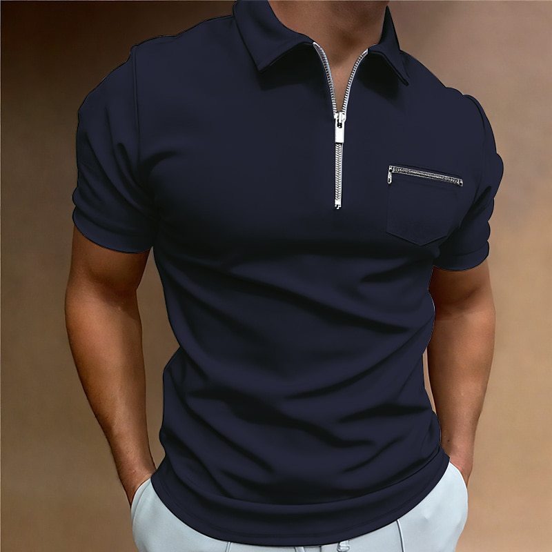 Men's Button Pocket Henley Athletic Polo Shirt