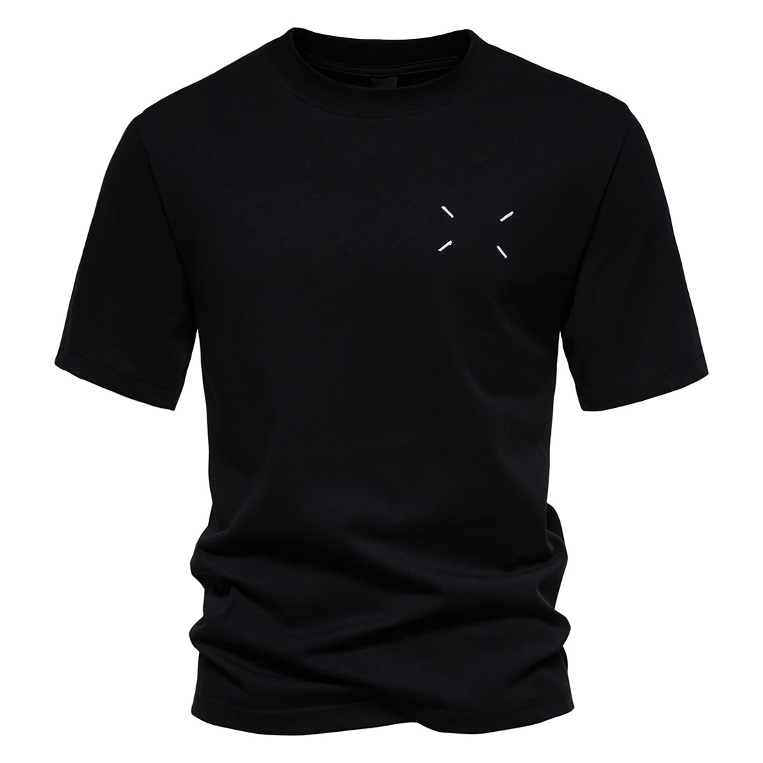 Men's Cotton Embroidered Round Neck Short Sleeve T-Shirt