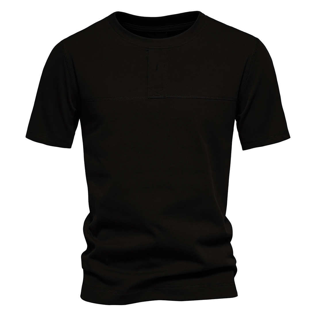 Men's Cotton Solid Color Patchwork Short Sleeve T-Shirt