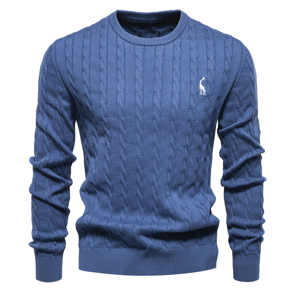 Men's Crewneck Sweater with Deer Embroidery – Martwil Casual Knit Pullover
