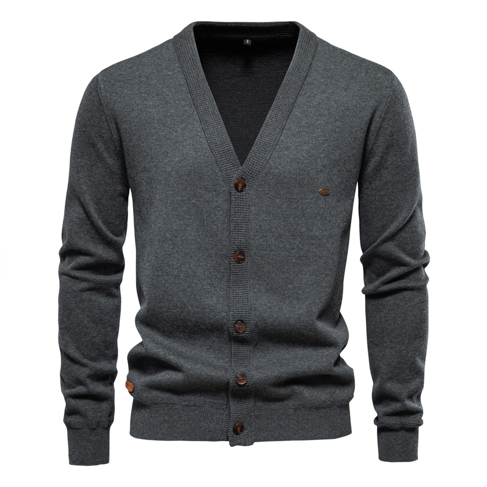 Men's V-Neck Cardigan Sweater – Slim Fit, High-Quality Knit for Business & Casual Wear