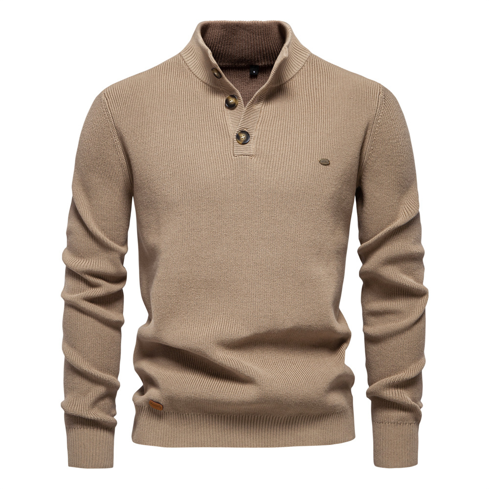 Men's Half-Zip Pullover Sweater - Long Sleeve Mock Neck Solid Color Casual Top