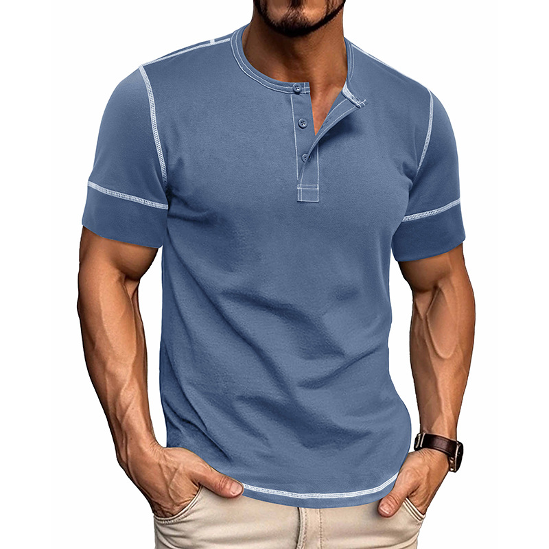 Men's Muscle Fit Colorblock Henley T-Shirt