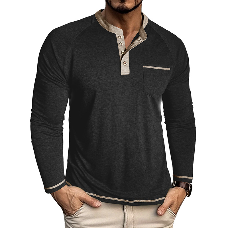 Men’s Colorblock Long Sleeve Henley Shirt