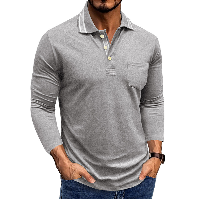 Men’s Cotton Long Sleeve Polo Shirt