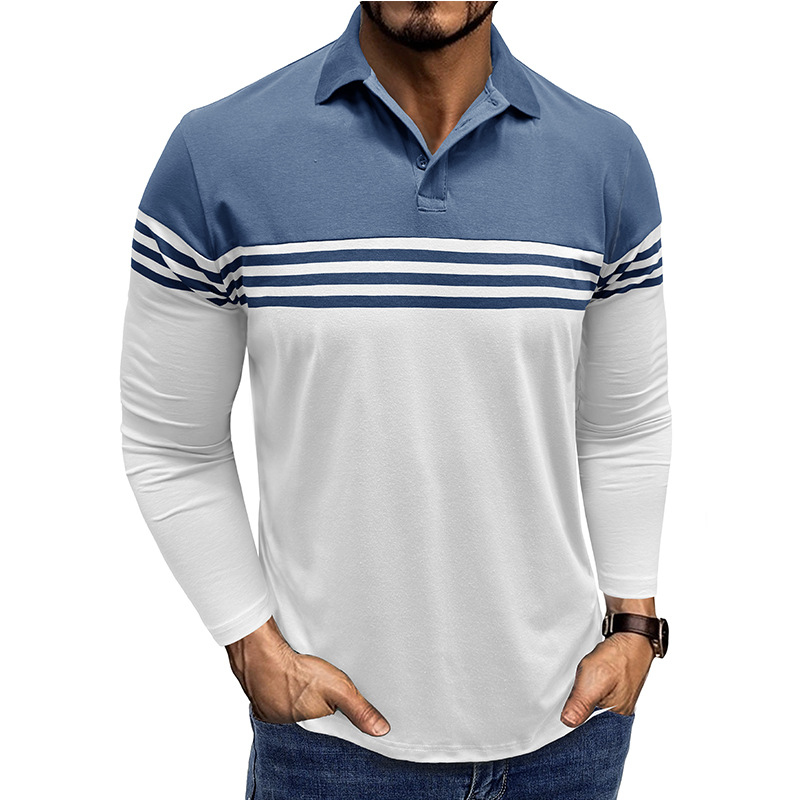 Men’s Striped Long Sleeve Polo Shirt