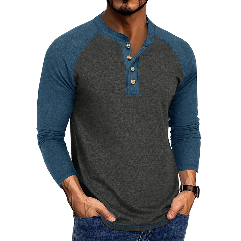 Men’s Raglan Henley Long Sleeve Shirt