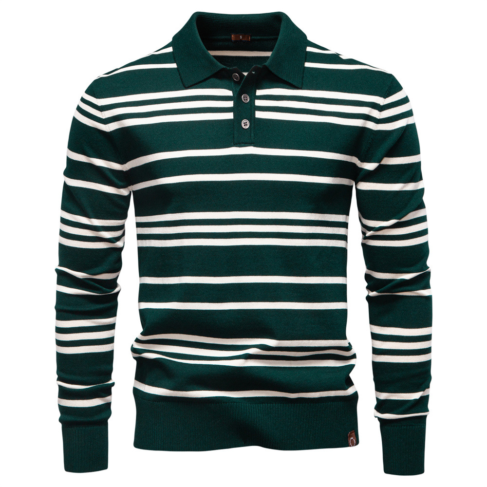 Men’s Striped Knit Polo Sweater